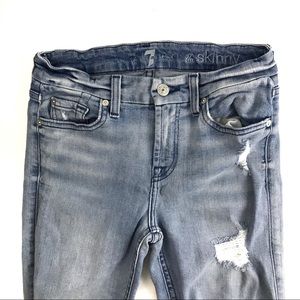 7FAM The Skinny Distressed Blue Jeans Sz 25